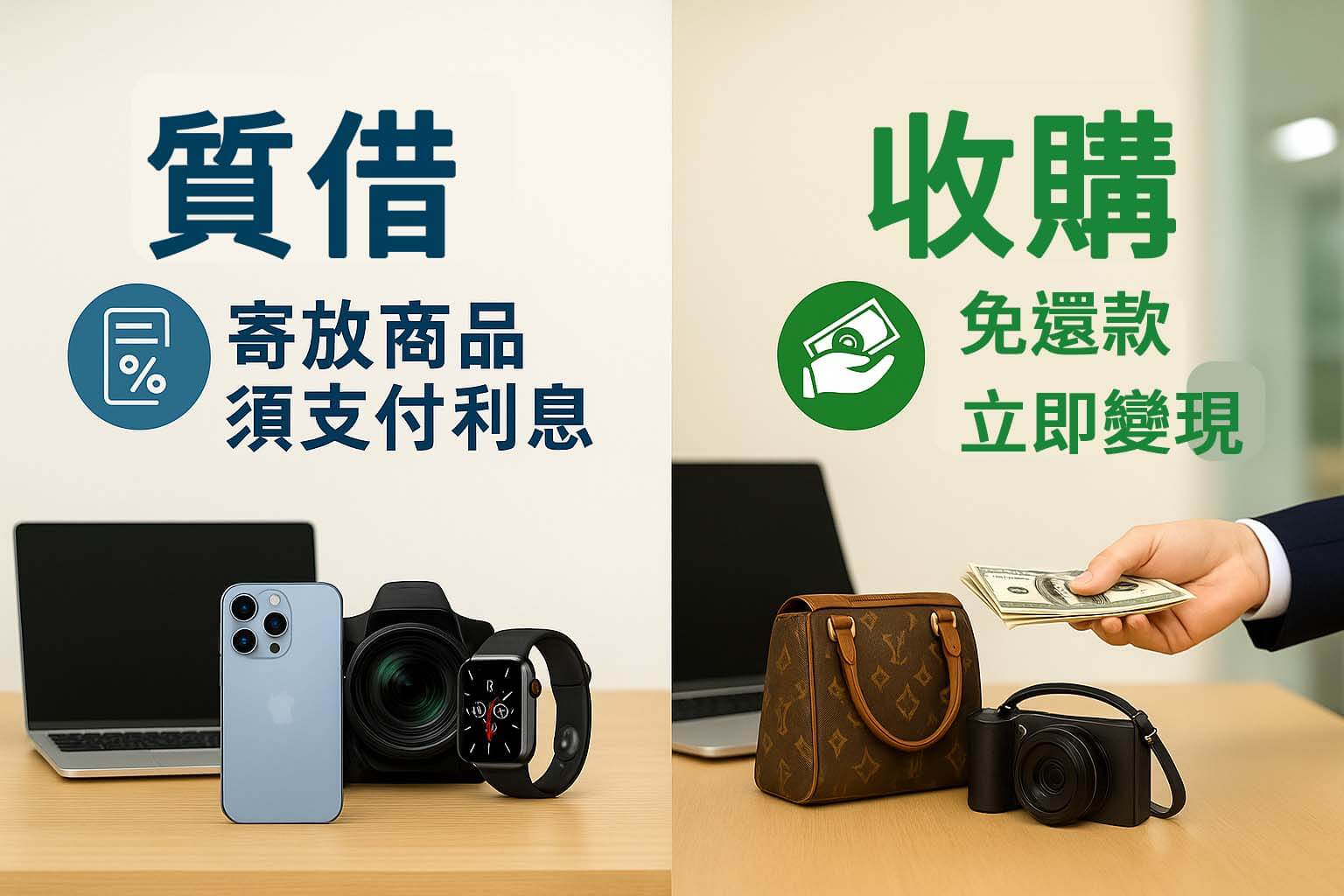 sogo3c｜收購（免還款立即變現）與質借（寄放需利息）比較：手機相機筆電名牌包實景｜青蘋果3C
